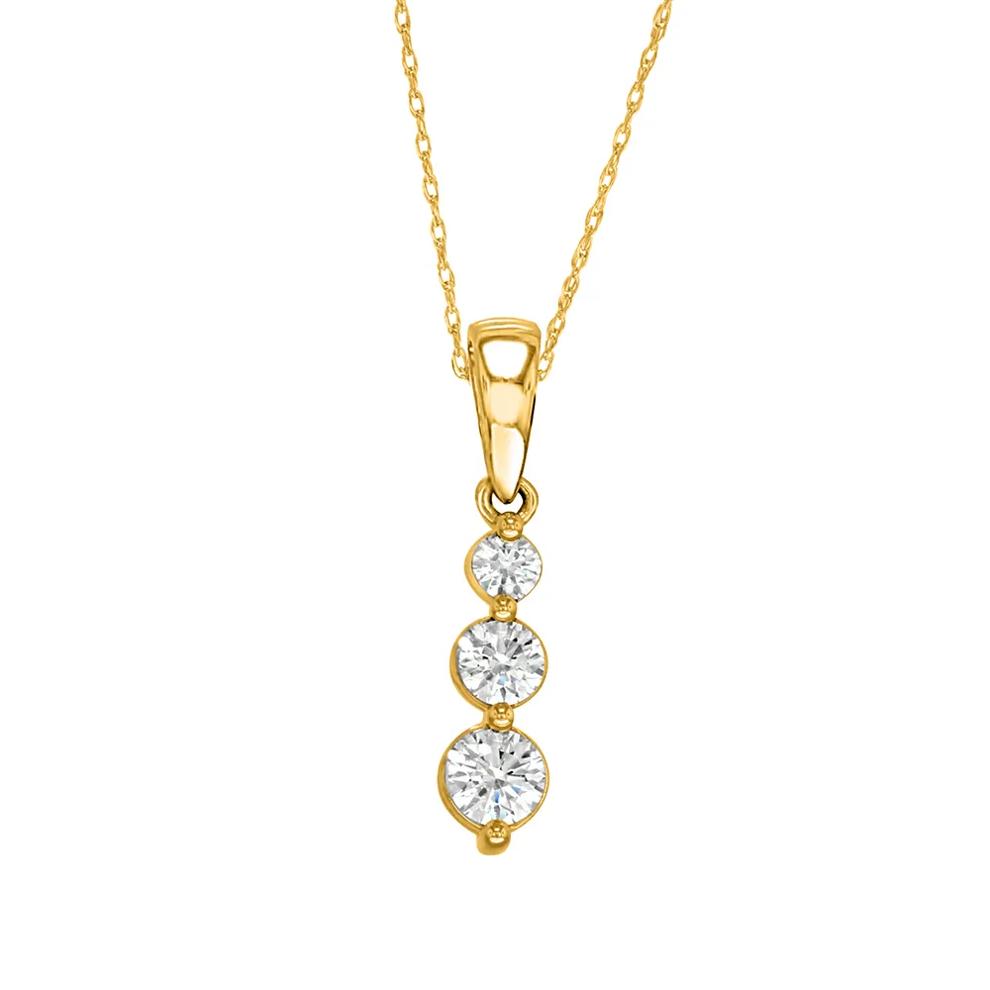1/4 ct. tw. Diamond Three-Stone Pendant in 10K Yellow Gold – Image 1 of 2