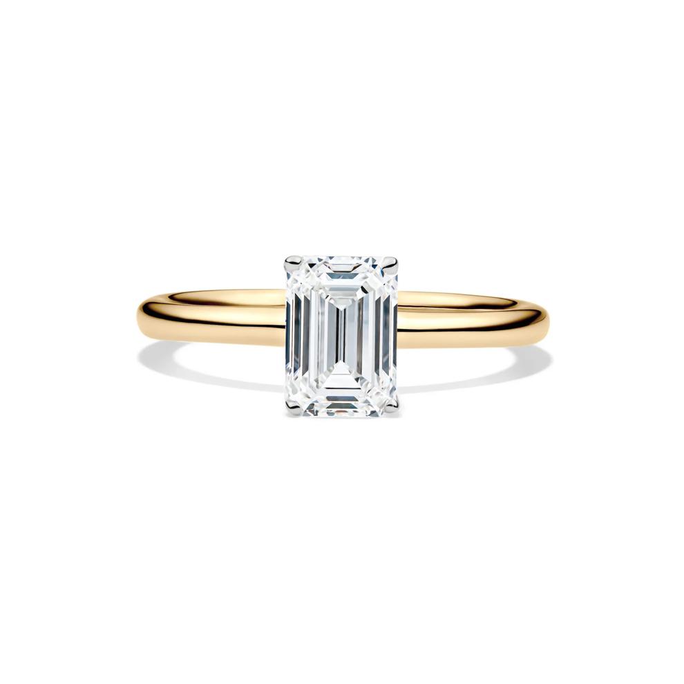 Lab Grown Diamond Emerald-Cut Solitaire Ring in 14K Yellow Gold (1 1/2 ct.) – Image 1 of 4