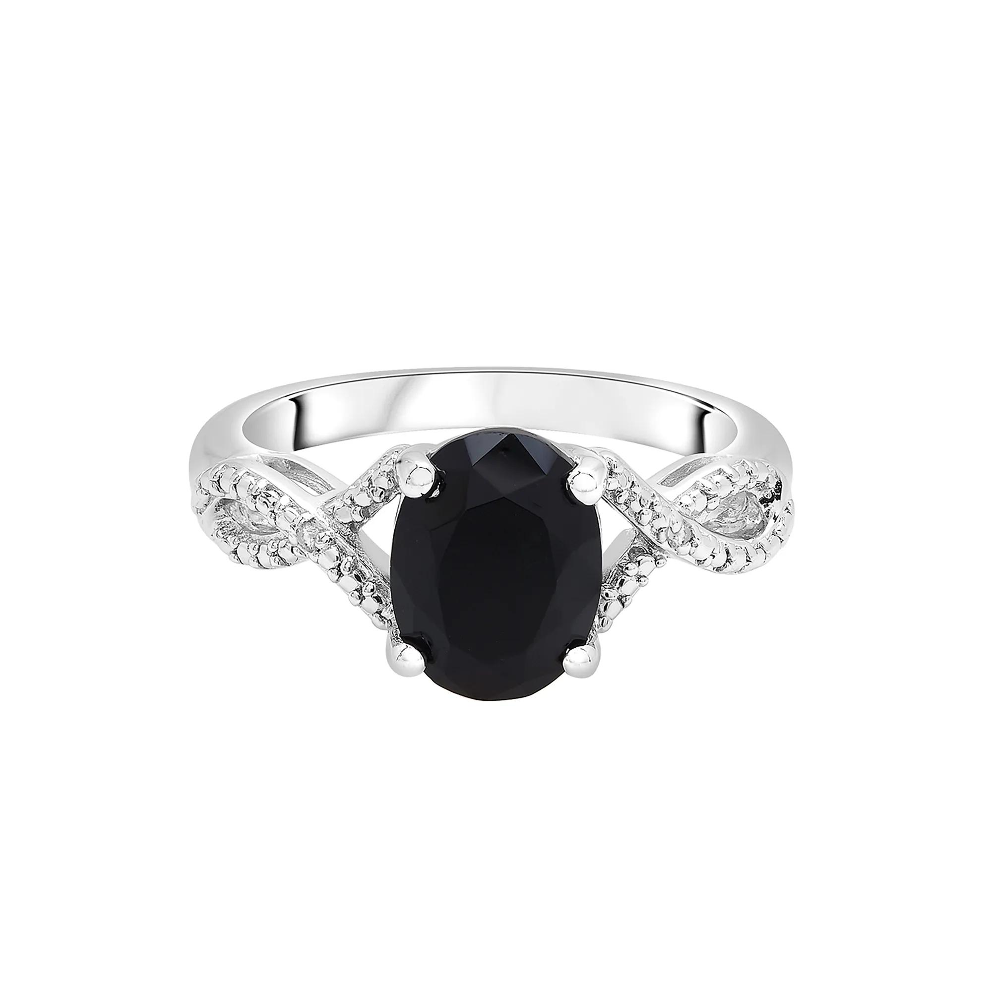 Lab-Created Oval Gemstone Ring in Sterling Silver
