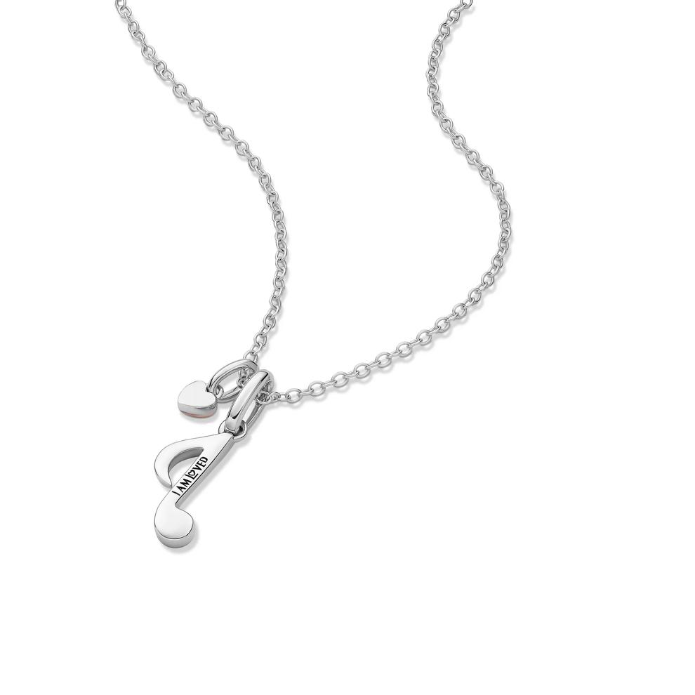 Lab Grown Diamond Accent Music Note Charm Pendant in Sterling Silver &amp; 10K Rose Gold – Image 5 of 5