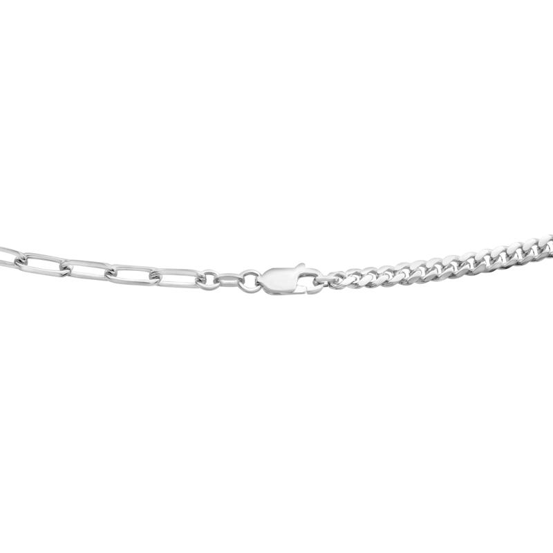 Curb and Paperclip Chain Necklace in Sterling Silver, 18&quot; – Image 4 of 10
