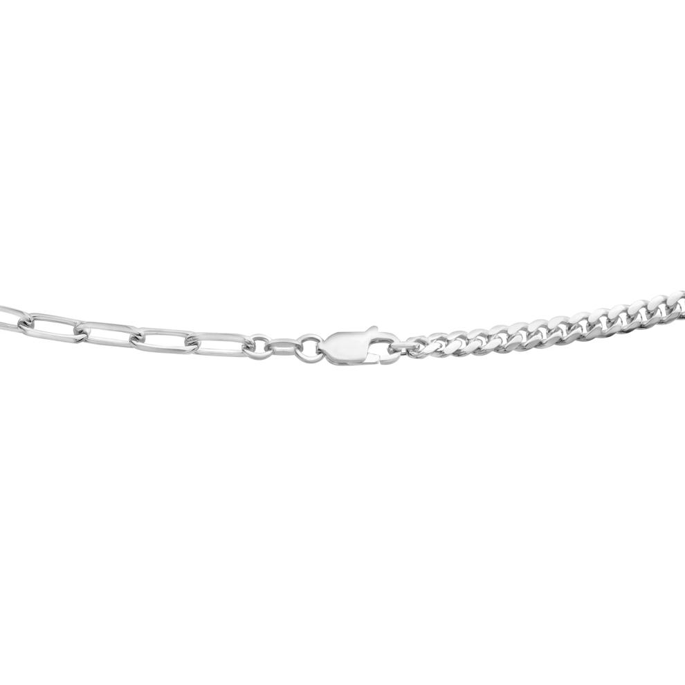 Curb and Paperclip Chain Necklace in Sterling Silver, 18" – Image 4 of 10