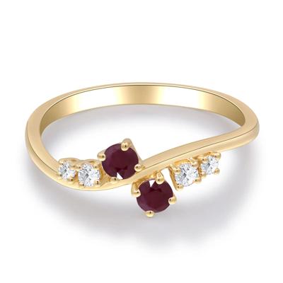 Ruby & Diamond Bypass Ring in 10K Yellow Gold (1/8 ct. tw.)