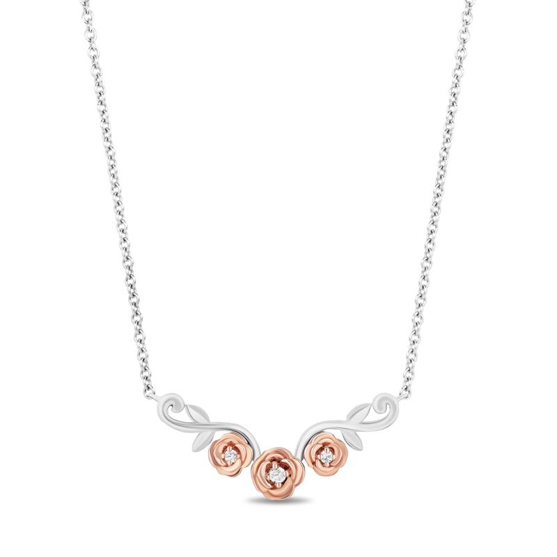 Belle Rose Diamond Accent Necklace in Sterling Silver and 10K Rose Gold – Image 1 of 1