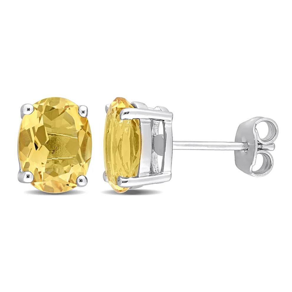Oval-Shaped Birthstone Stud Earrings in Sterling Silver – Image 1 of 1
