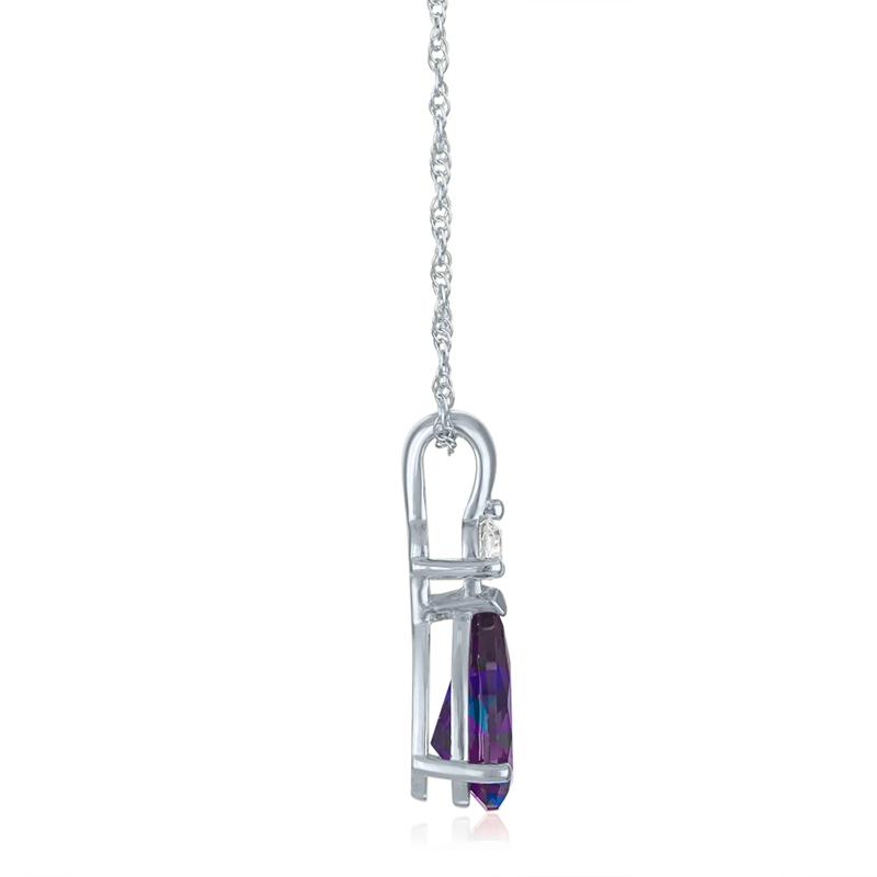 Lab-Created Alexandrite and Lab-Created White Sapphire Pendant in 10K White Gold – Image 2 of 3