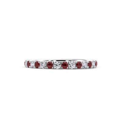 Lab Grown Diamond & Lab-Created Ruby Anniversary Band in 14K White Gold (1/3 ct. tw.)
