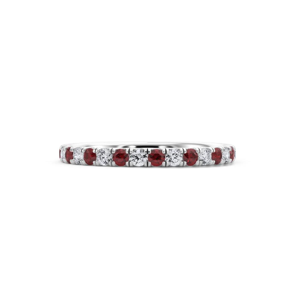 Lab Grown Diamond &amp; Lab-Created Ruby Anniversary Band in 14K White Gold (1/3 ct. tw.) – Image 1 of 4