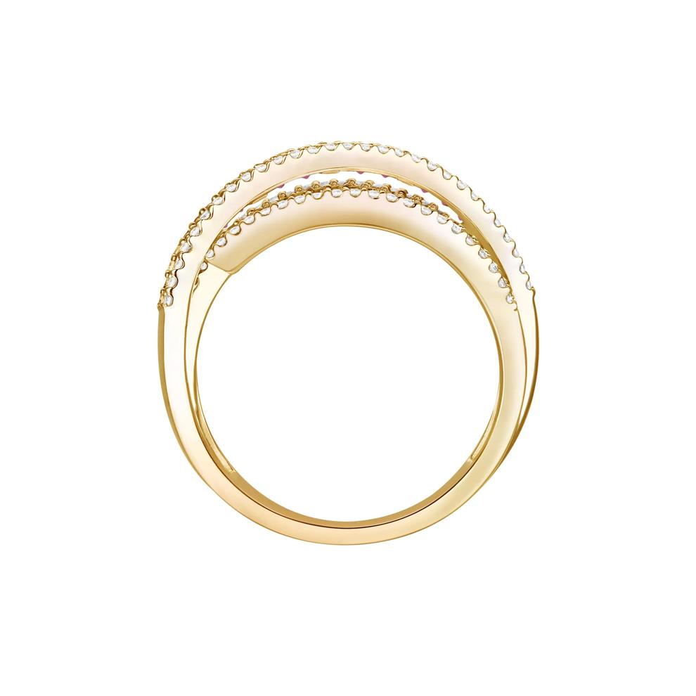 Ruby and Diamond Crossover Ring in 10K Yellow Gold (1/2 ct. tw.) – Image 2 of 3
