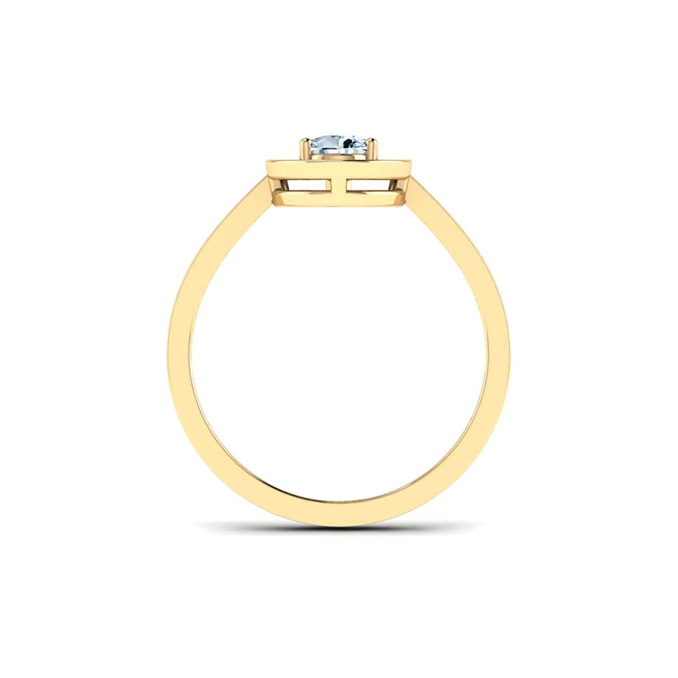 Aquamarine &amp; Diamond Accent Halo Ring in 10K Yellow Gold – Image 2 of 4