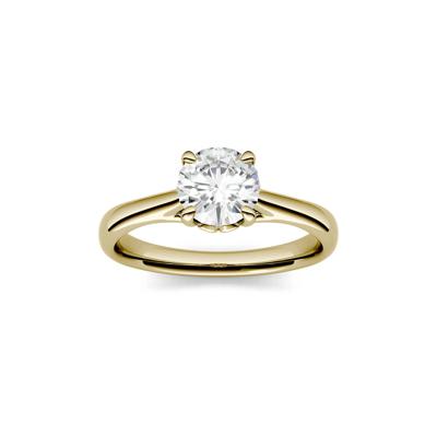 Round Moissanite Solitaire Ring in 14K Gold