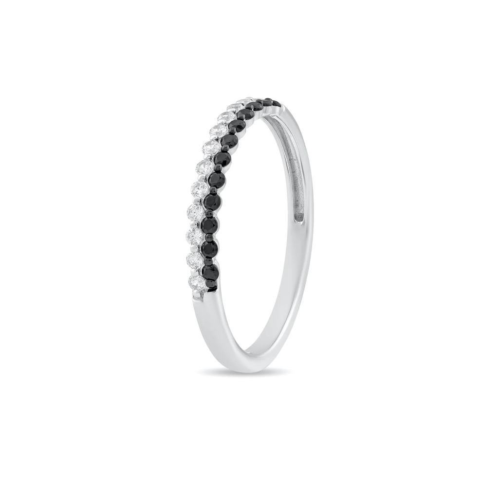 Black &amp; White Diamond Stack Band in 10K White Gold (1/4 ct. tw.) – Image 4 of 4