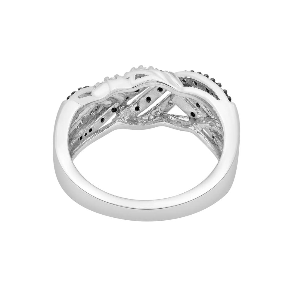 Black &amp; White Diamond Twisted Band Ring in Sterling Silver (1/4 ct. tw.) – Image 5 of 5