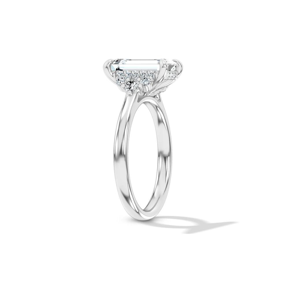 Lab Grown Diamond Emerald-Cut Center Engagement Ring in 14K White Gold (3 1/4 ct. tw.) – Image 3 of 4