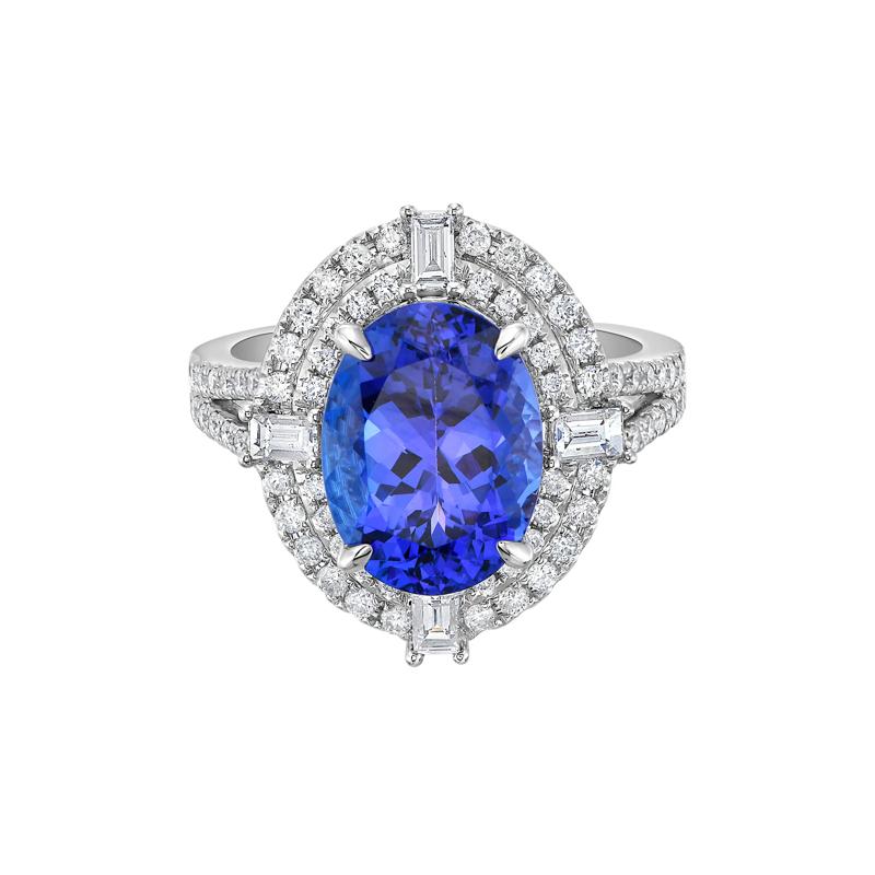 Oval Tanzanite &amp; Diamond Ring in 18K White Gold &#40;1 ct. tw.&#41; – Image 1 of 5
