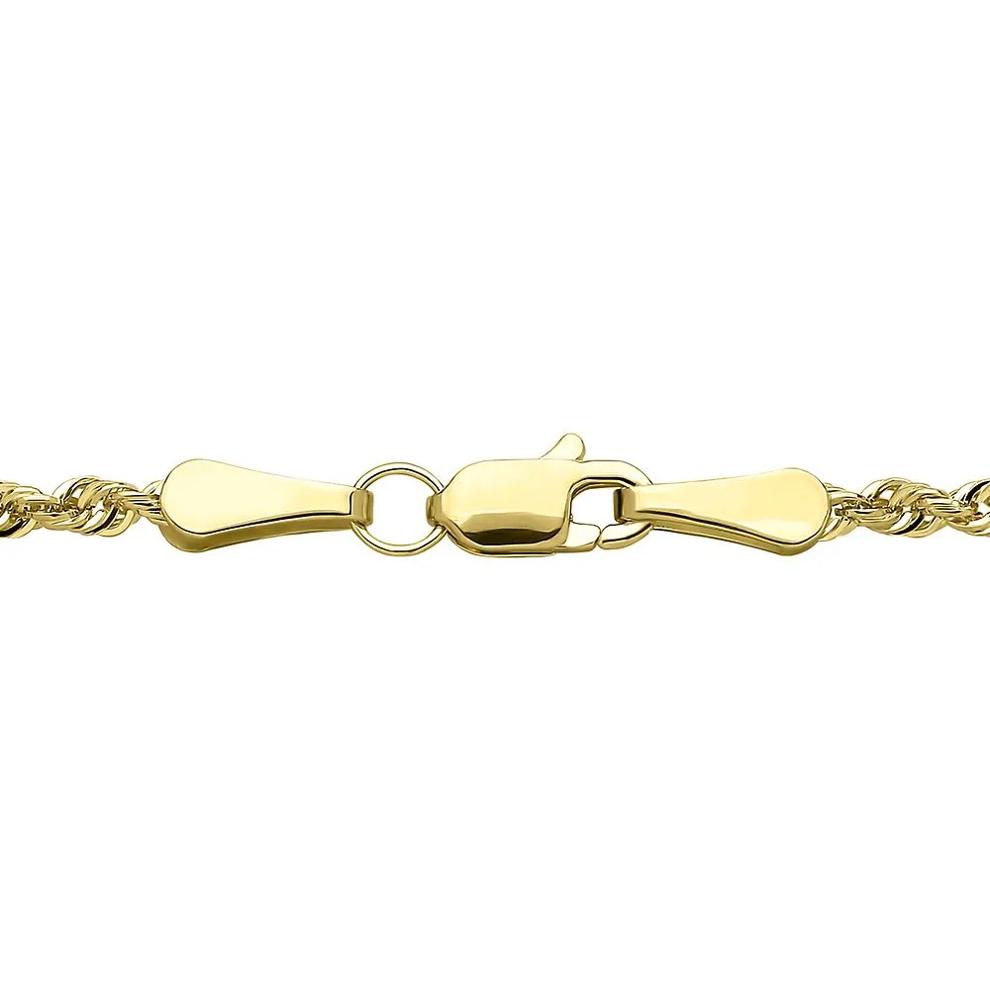 Heavy Hollow Glitter Rope Chain Necklace in 10K Yellow Gold, 20" – Image 2 of 3