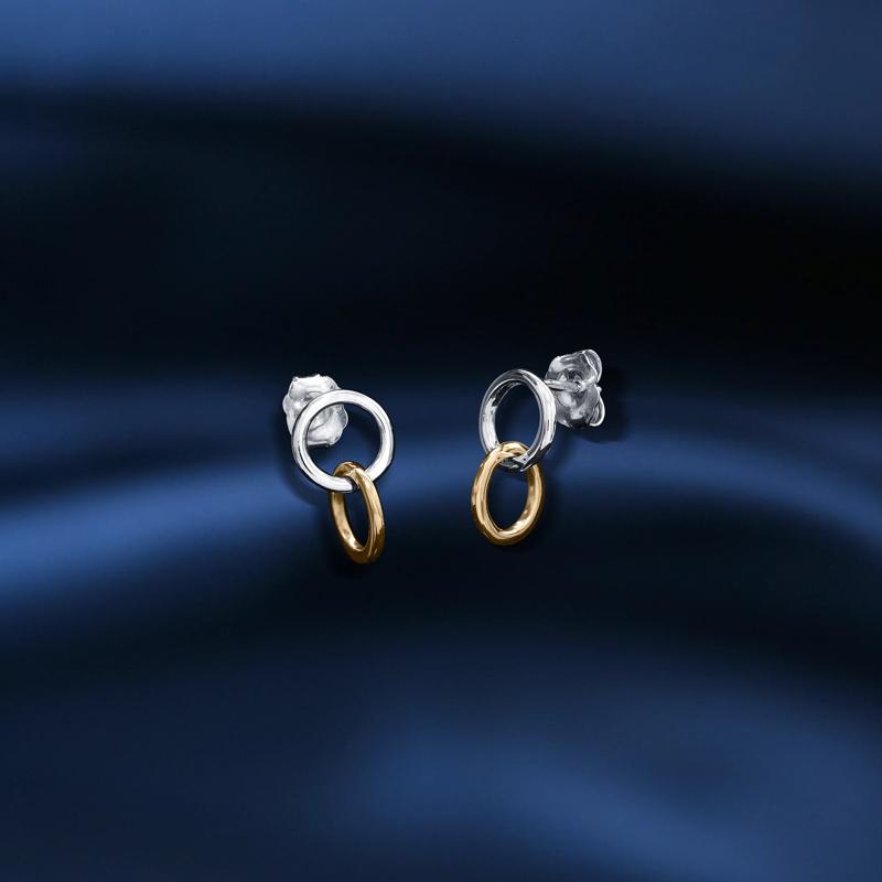 Linked Circle Drop Earrings in Vermeil and Sterling Silver – Image 4 of 4
