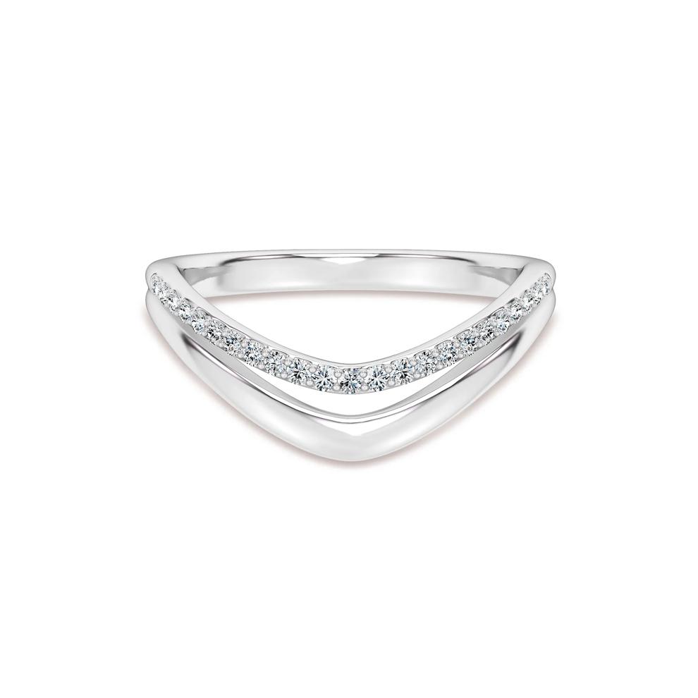 Lab Grown Diamond Double Row Contour Band in 10K White Gold (1/8 ct. tw.) – Image 1 of 4