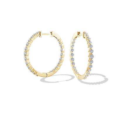 Lab Grown Diamond Shared-Prong Hoop Earrings in 10K Yellow Gold (1 ct. tw.)