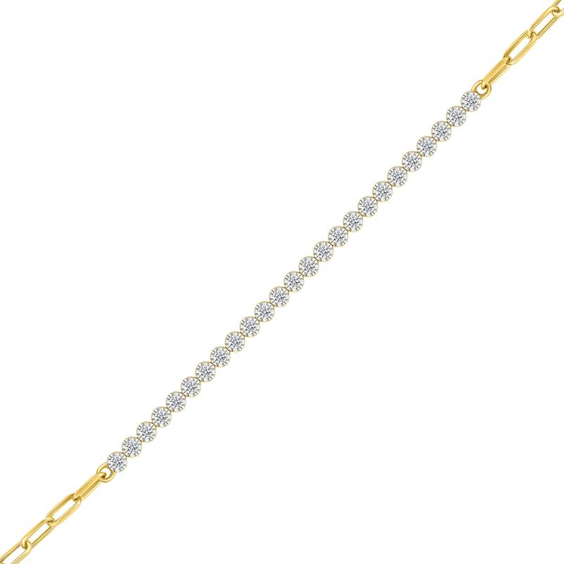 Diamond Paperclip Chain Tennis Bracelet in 10K Yellow Gold (1/2 ct. tw.) – Image 2 of 2