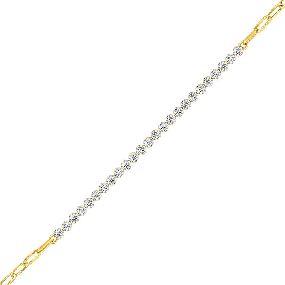 Diamond Paperclip Chain Tennis Bracelet in 10K Yellow Gold (1/2 ct. tw.) – Image 2 of 2