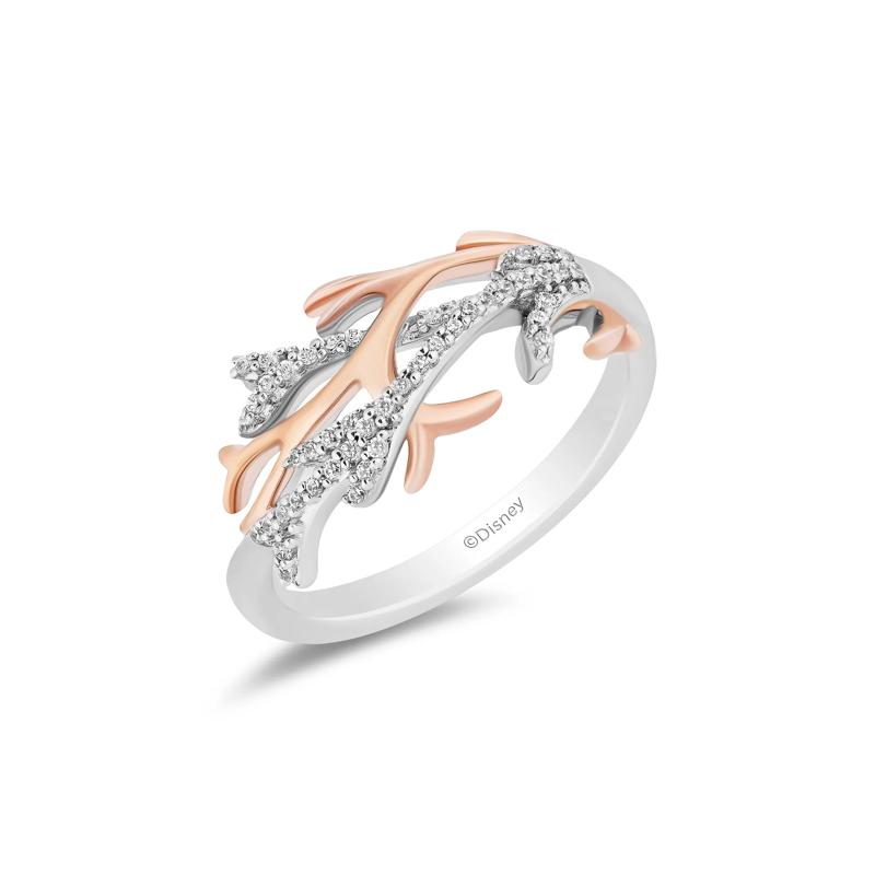 Ariel Diamond Coral Ring in Sterling Silver and 10K Rose Gold &#40;1/10 ct. tw.&#41; – Image 4 of 4