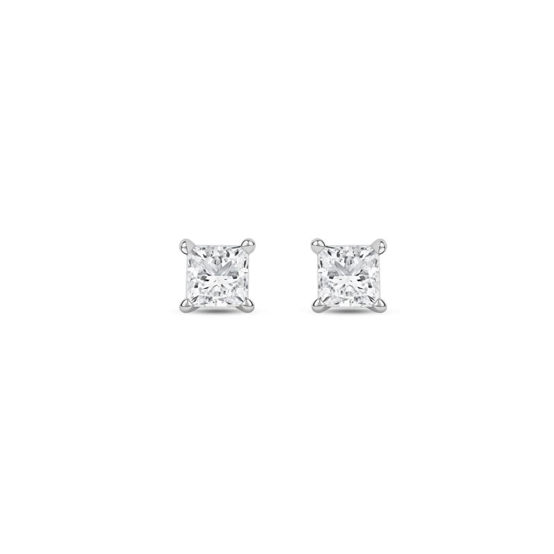 Lab Grown Diamond Princess-Cut Solitaire Stud Earrings in 14K White Gold &#40;1/3 ct. tw.&#41; – Image 2 of 3