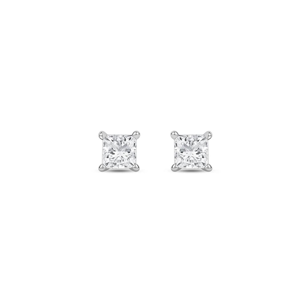 Lab Grown Diamond Princess-Cut Solitaire Stud Earrings in 14K White Gold (1/3 ct. tw.) – Image 2 of 3