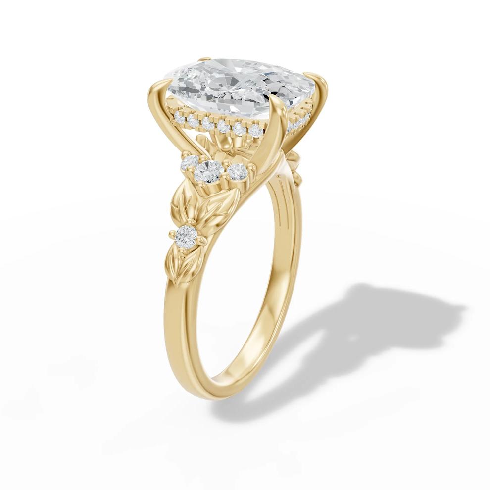 Lab Grown Diamond Elongated Cushion Center Engagement Ring in 14K Yellow Gold (4 1/3 ct. tw.) – Image 3 of 4