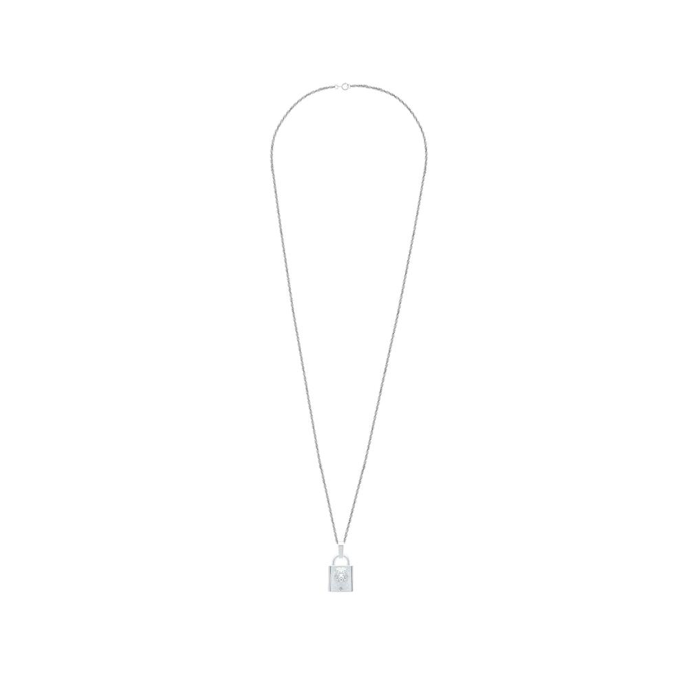 Men's Diamond Accent Lion Head Lock Pendant Necklace in Sterling Silver – Image 3 of 4