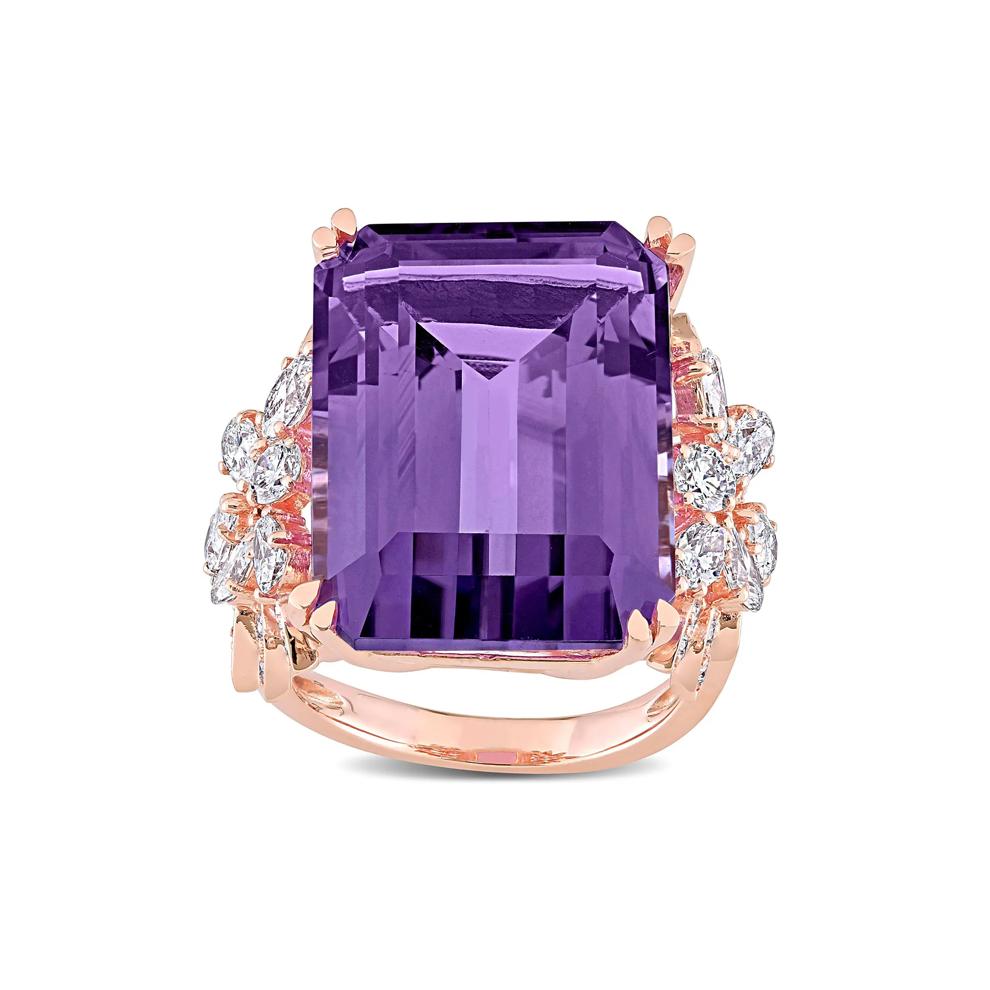 Amethyst and Diamond Ring in 14K Rose Gold (1 3/4 ct. tw.) – Image 1 of 7