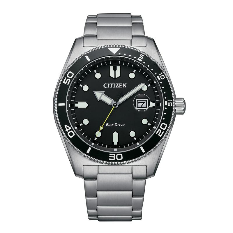 Gents Eco-Drive Watch in Stainless Steel – Image 1 of 3