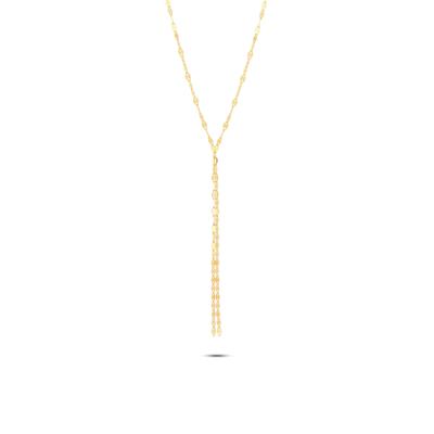 Mirror Chain Lariat Necklace in 14K Yellow Gold, 16"