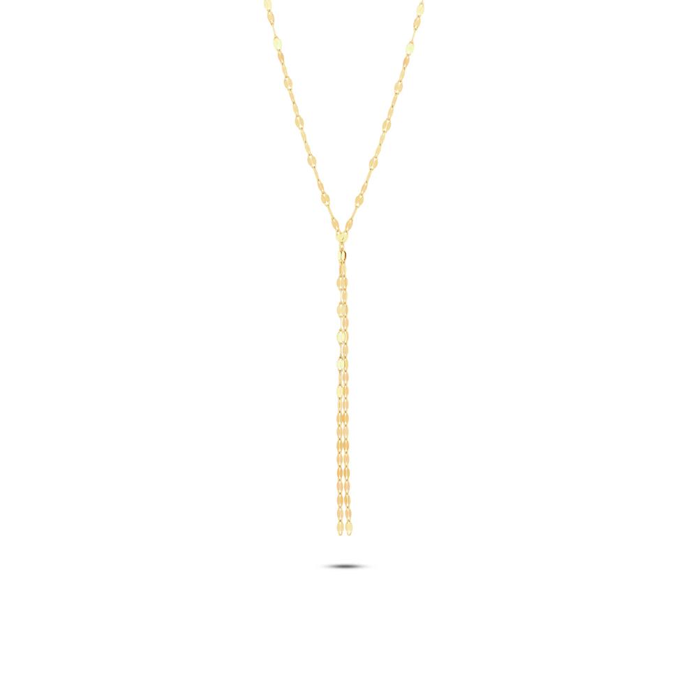 Mirror Chain Lariat Necklace in 14K Yellow Gold, 16" – Image 1 of 4