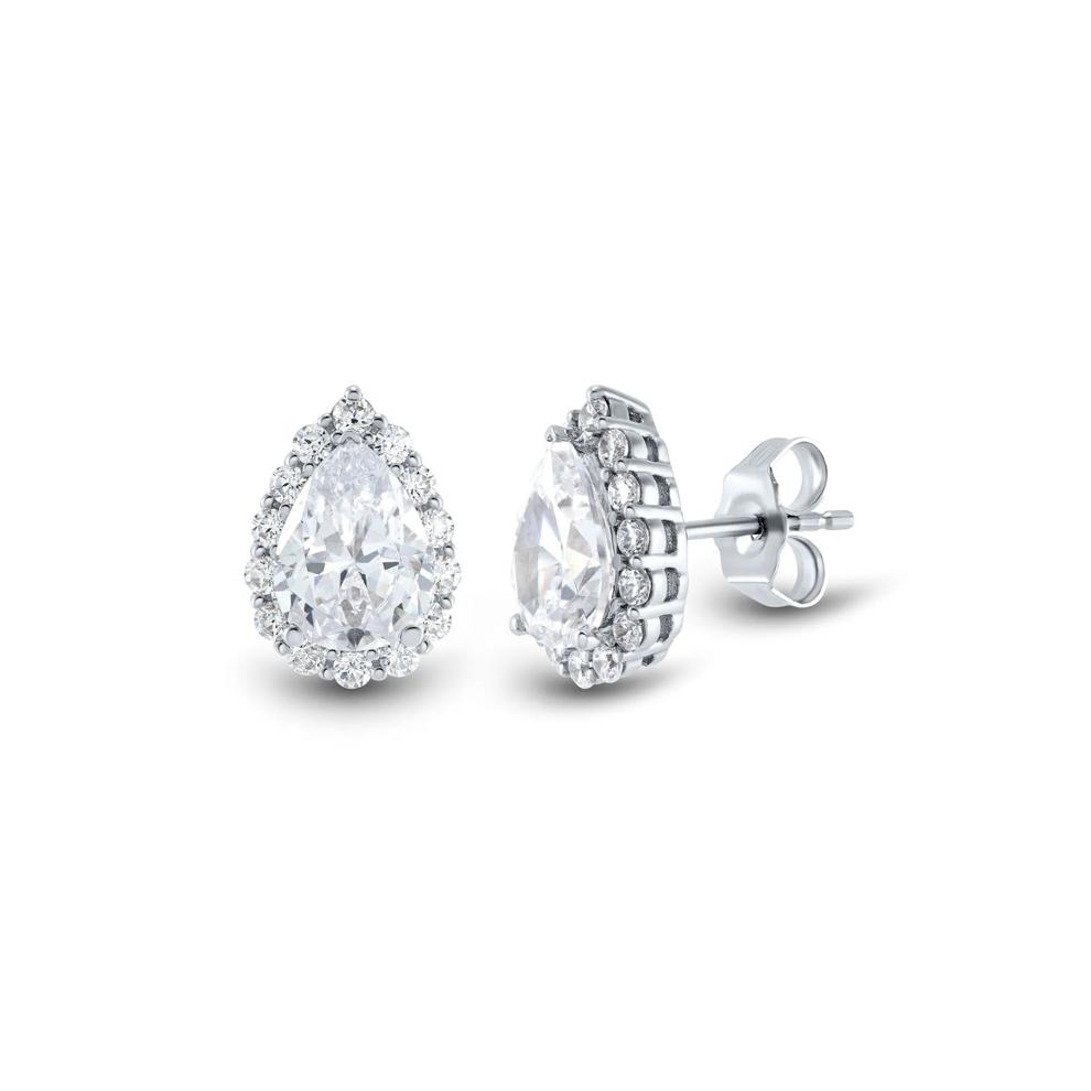 Lab Grown Diamond Pear-Shaped Halo Earrings in 10K White Gold (2 ct. tw.) – Image 1 of 2