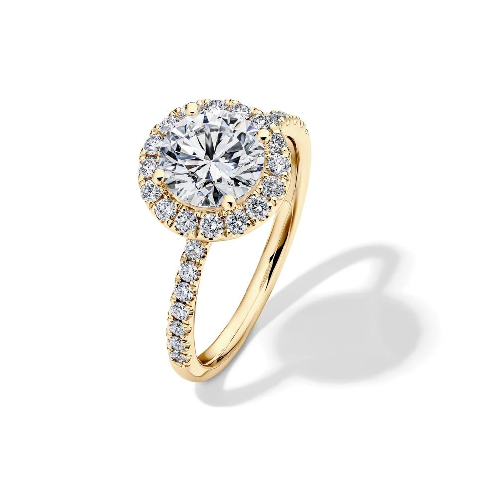 Lab Grown Diamond Halo Engagement Ring in 14K Yellow Gold (2 ct. tw.) – Image 4 of 4