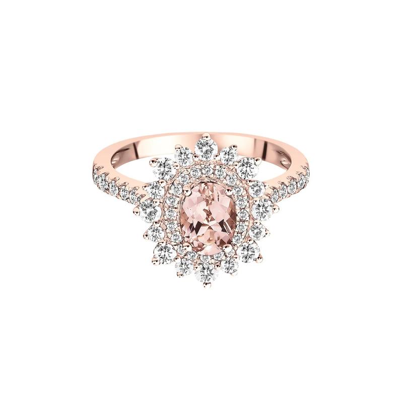 Morganite &amp; 3/4 ct. tw. Diamond Ring in 14K Rose Gold – Image 1 of 3