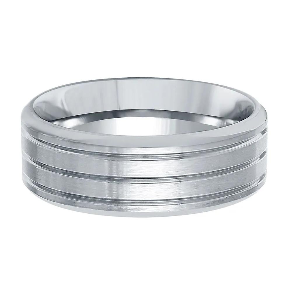 Men's Grooved Band in Titanium, 8MM – Image 1 of 2