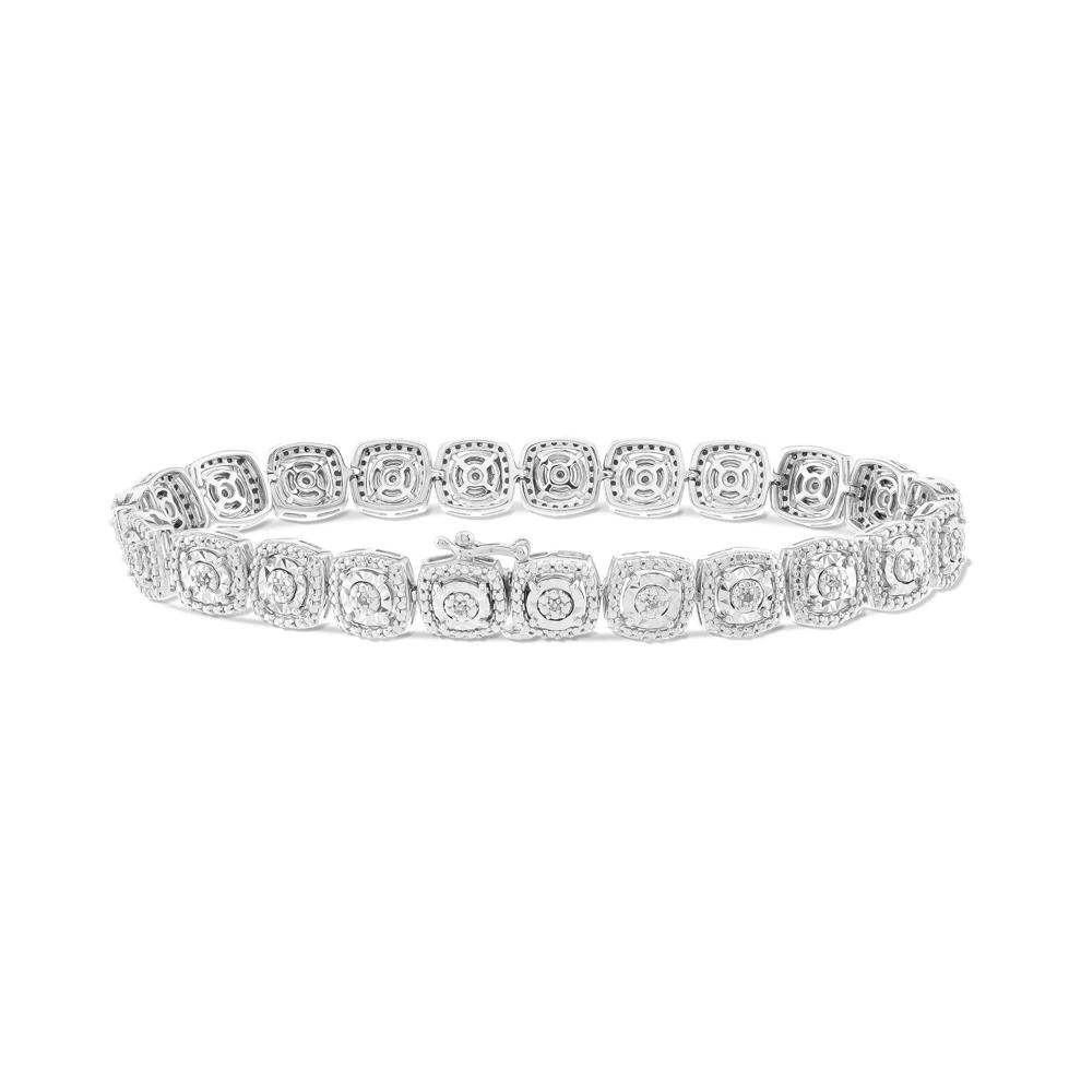 Diamond Illusion Plate Bracelet in Sterling Silver (1/10 ct. tw.) – Image 2 of 2