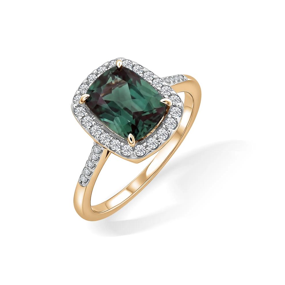 Lab-Created Alexandrite &amp; Diamond Halo Ring in 10K Yellow Gold (1/4 ct. tw.) – Image 4 of 4