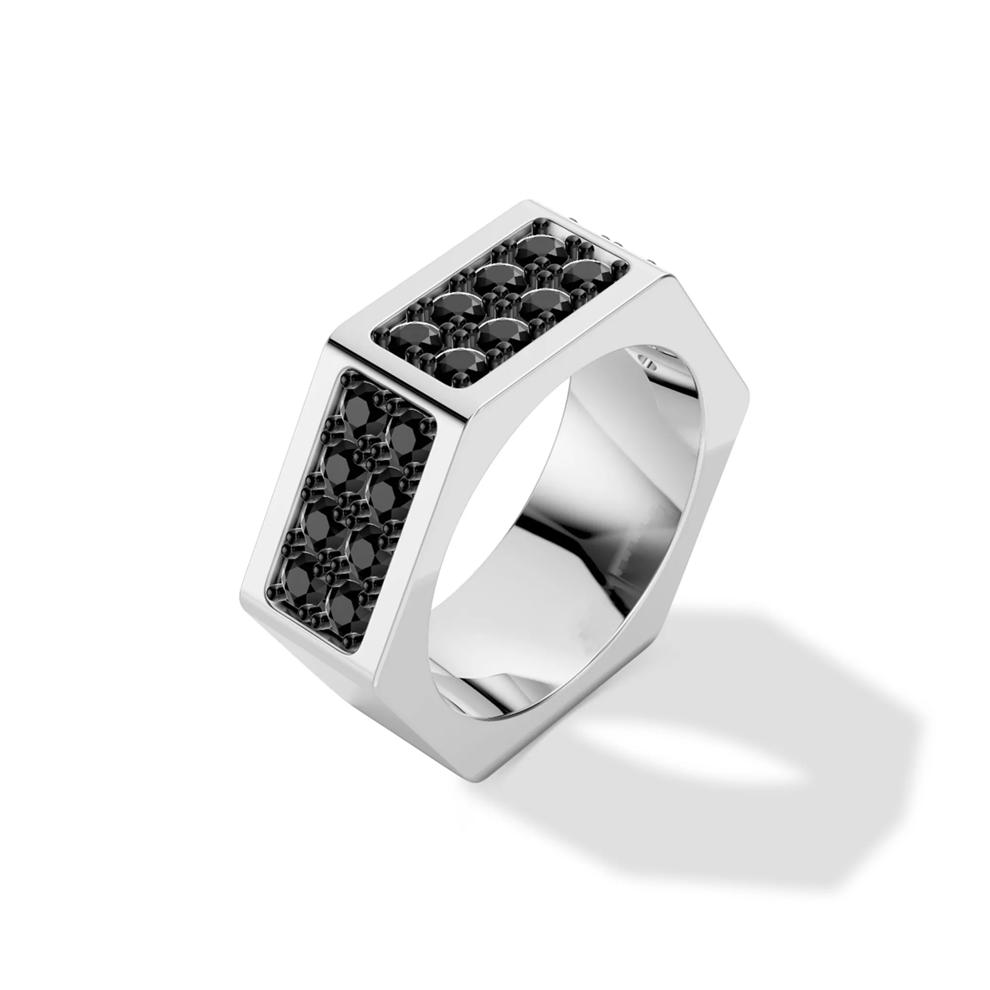 Men's Black Lab Grown Diamond Hex Nut Wide Band in Sterling Silver (1 5/8 ct. tw.) – Image 4 of 4