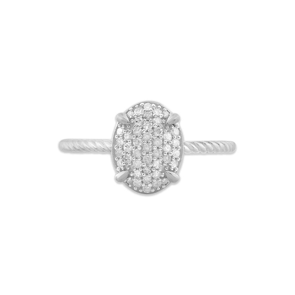 Diamond Oval Ring in Sterling Silver (1/5 ct. tw.) – Image 1 of 4