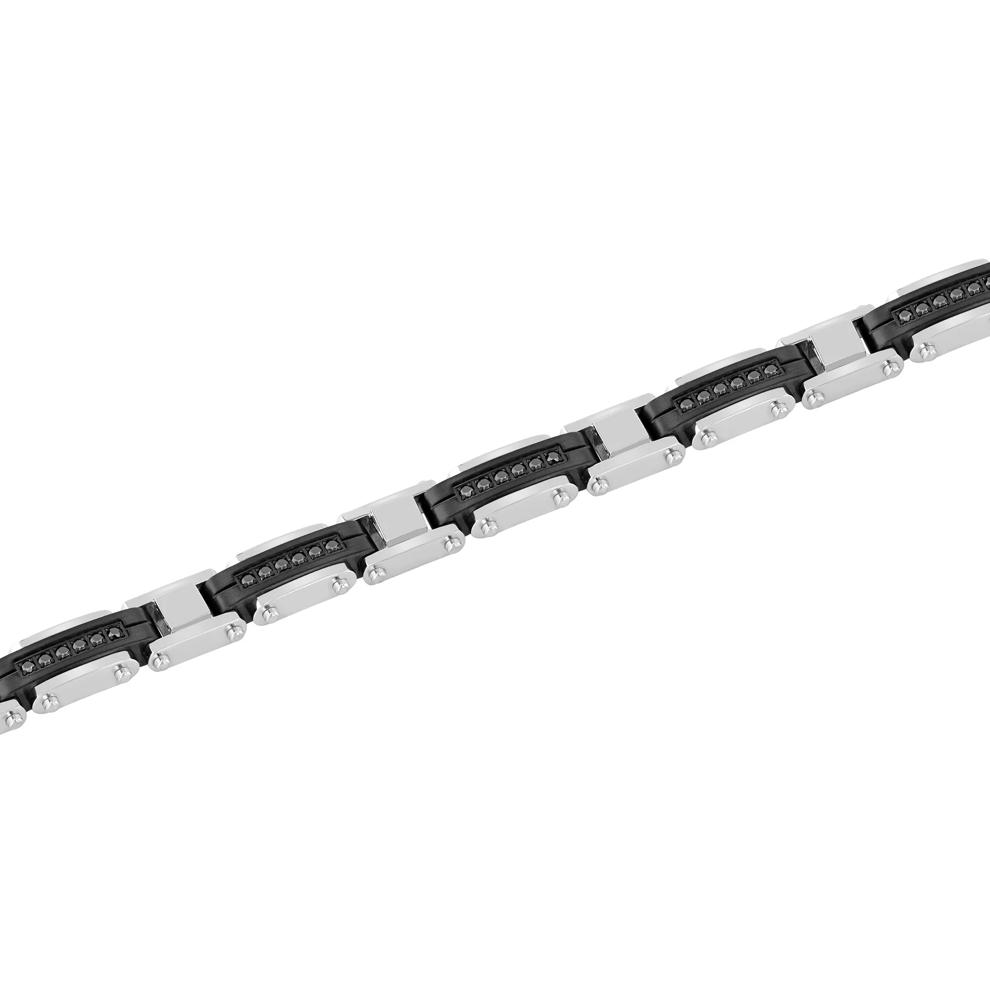 Men's Black Diamond Link Bracelet in Black Ion-Plated Stainless Steel, 8.5" (1/2 ct. tw.) – Image 2 of 3