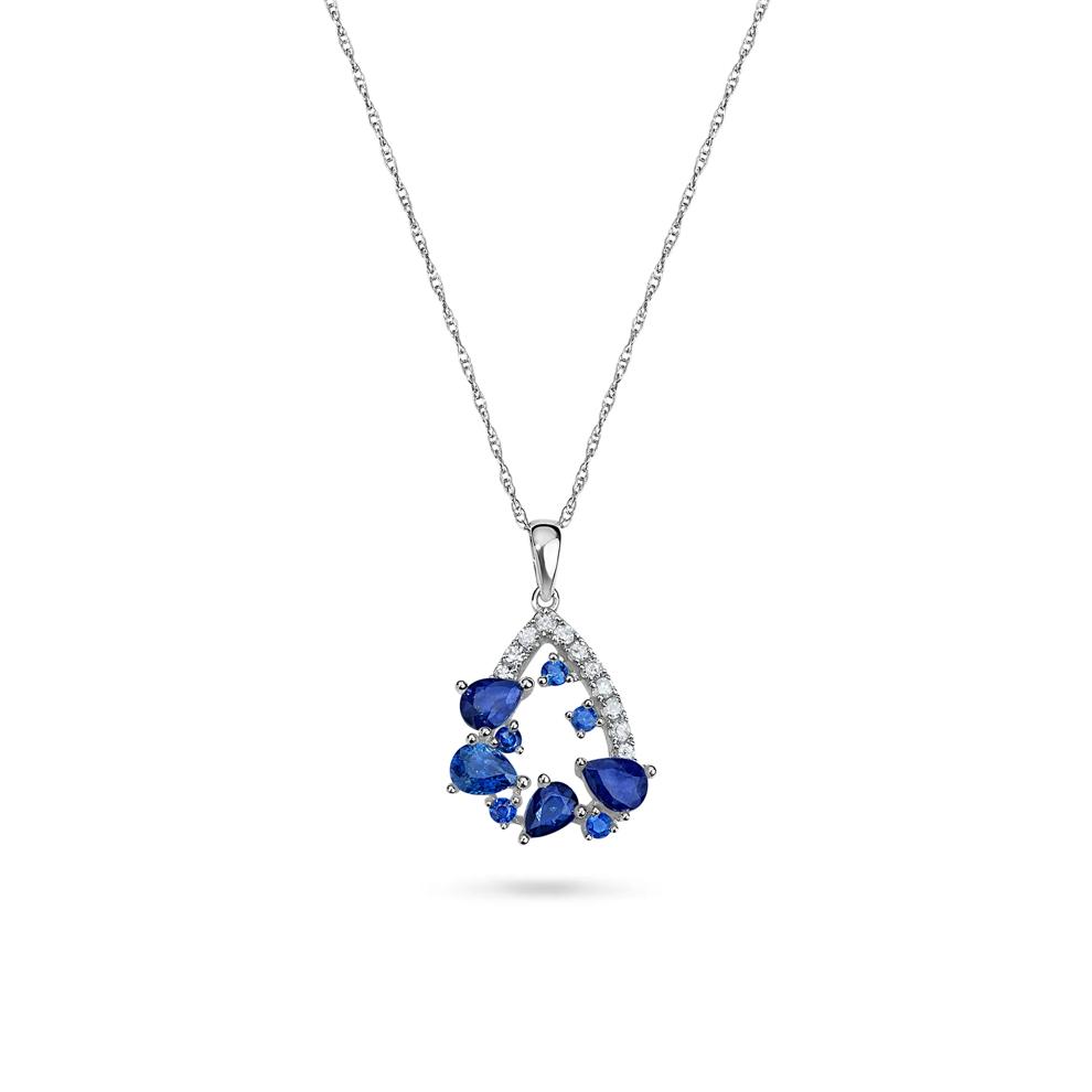 Gemstone &amp; Diamond Open Drop Pendant Necklace in 14K Gold – Image 1 of 1