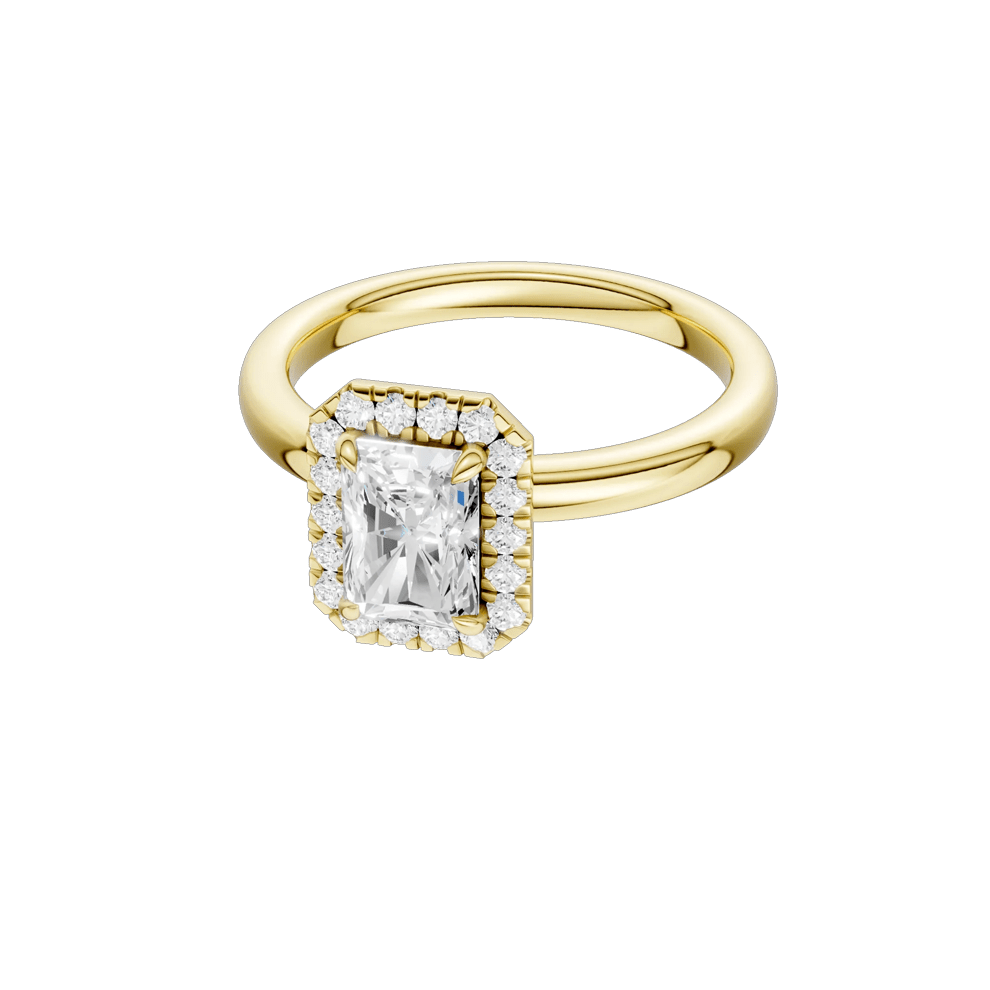 Diamond Radiant-Cut Halo Engagement Ring in 18K Yellow Gold (1 1/4 ct. tw.) – Image 2 of 5