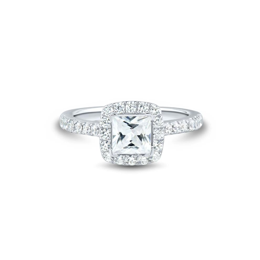 Lab Grown Diamond Princess-Cut Halo Engagement Ring in 14K Gold (1 1/2 ct. tw.) – Image 1 of 1