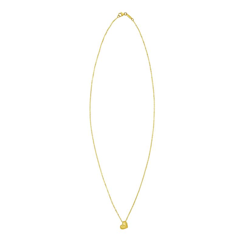 Mini Puffed Heart Pendant Necklace in 14K Yellow Gold – Image 2 of 3
