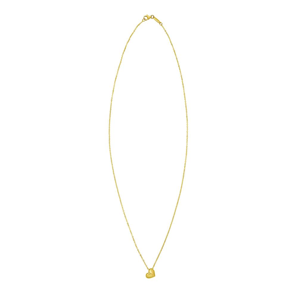 Mini Puffed Heart Pendant Necklace in 14K Yellow Gold – Image 2 of 3