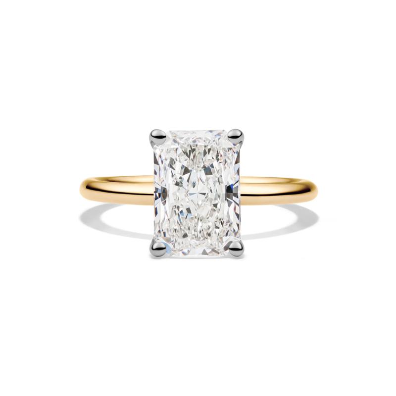 Lab Grown Diamond Radiant-Cut Solitaire Ring in 14K Yellow and White Gold &#40;3 ct.&#41; – Image 1 of 4