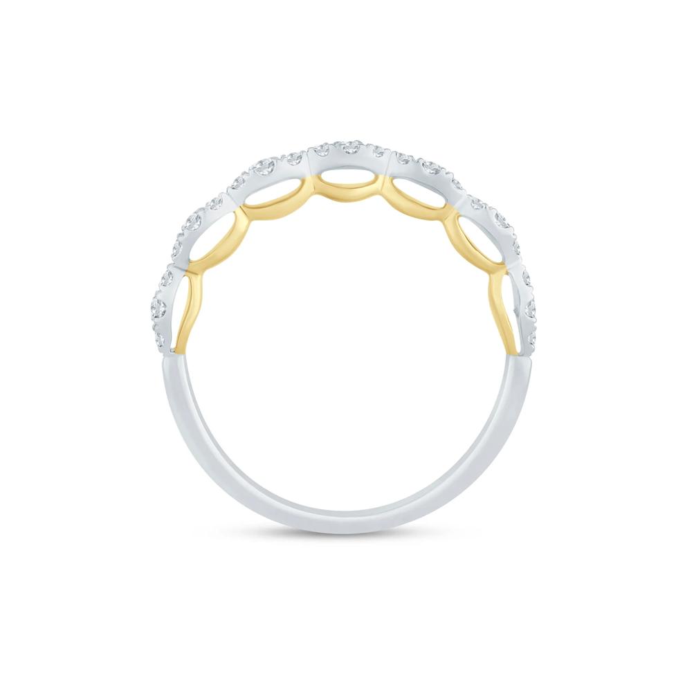 Lab Grown Diamond Scalloped Wedding Band in 14K White &amp; Yellow Gold (1/3 ct. tw.) – Image 2 of 3